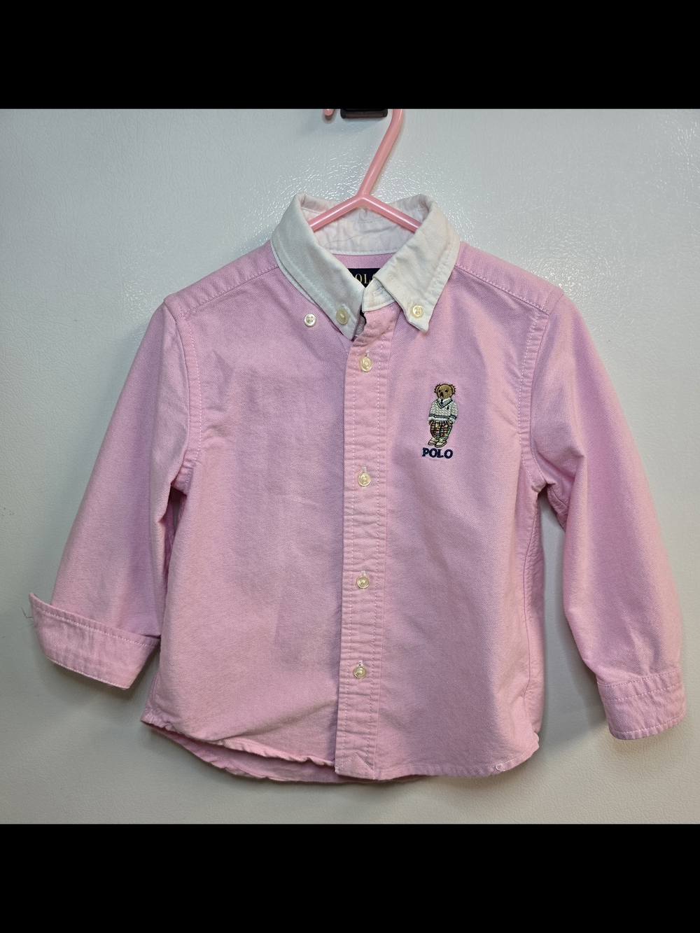 Polo by Ralph Lauren Pink Button-Down Oxford with White Collar and Bear